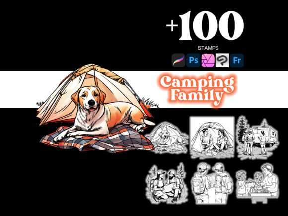 100 Camping Family Procreate Brushes for Creative Expression