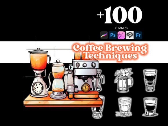 100 Coffee Brewing Techniques for Procreate