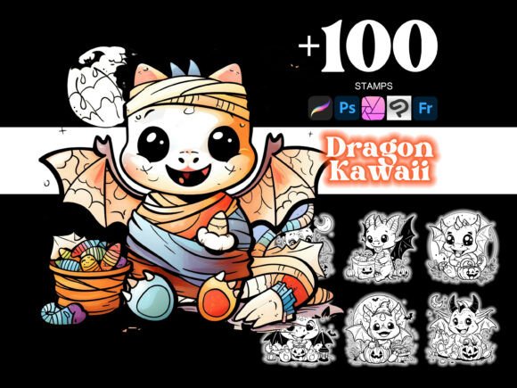 100 Dragon Halloween Procreate: Elevating Seasonal Digital Art with Kawaii Aesthetics