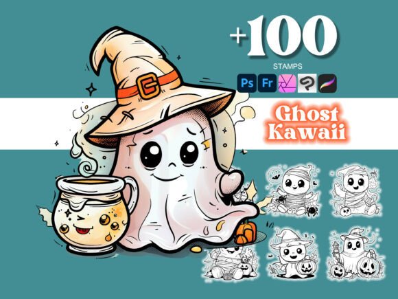 100 Ghost Halloween Photoshop: Elevating Seasonal Design with Kawaii Aesthetics