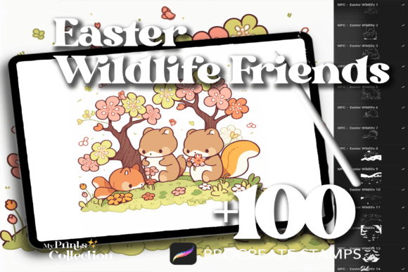100 Procreate Easter Wildlife Friends Stamp Set