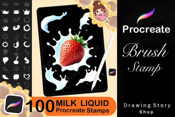 100 Procreate Milk Liquid Stamps: Elevating Digital Art with Realistic Fluid Textures