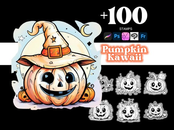 100 Pumpkin Halloween Procreate Brushes for iPad Art