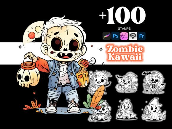 100 Zombie Halloween Procreate: Integrating Kawaii Assets into Professional Design Workflows
