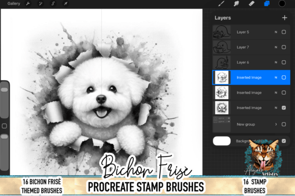 Bichon Frise Procreate Brush Stamps for Digital Art