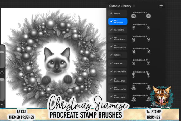 Christmas Siamese Cat Procreate Brush Set: A Practical Asset for Holiday Illustrations
