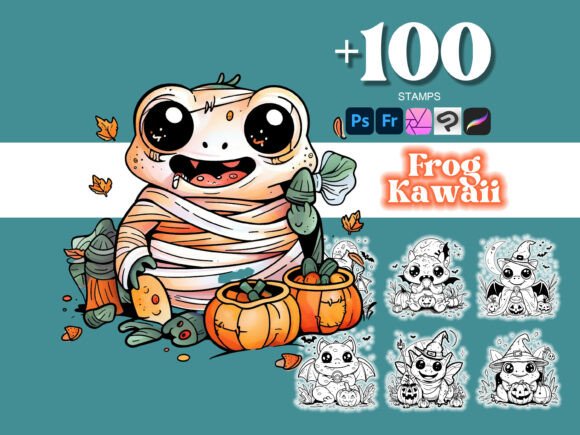 Elevate Seasonal Art with the 100 Frog Halloween Photoshop Collection