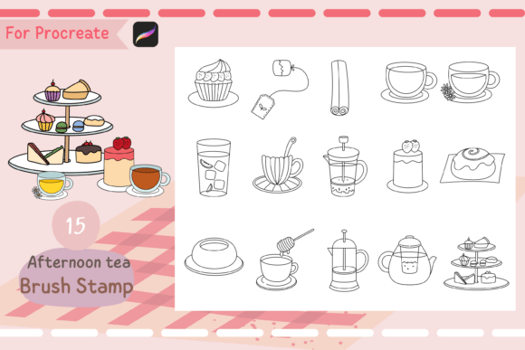 Evaluating Procreate Brush Stamp Afternoon Tea Sets for Digital Illustration