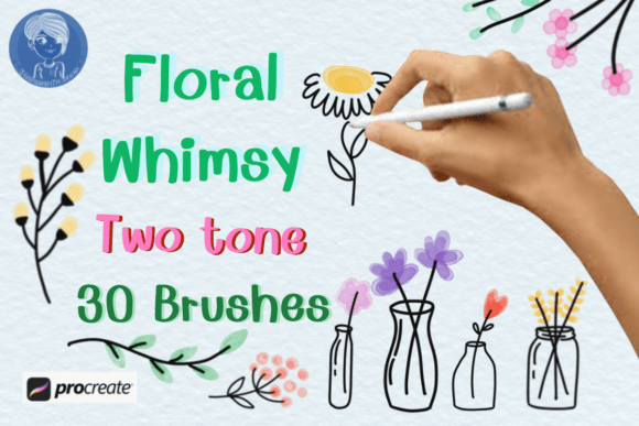 Floral Whimsy Stamps for Procreate: Simple Elegance