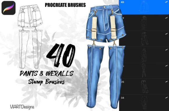 Pants Overalls Stamps for Procreate Design