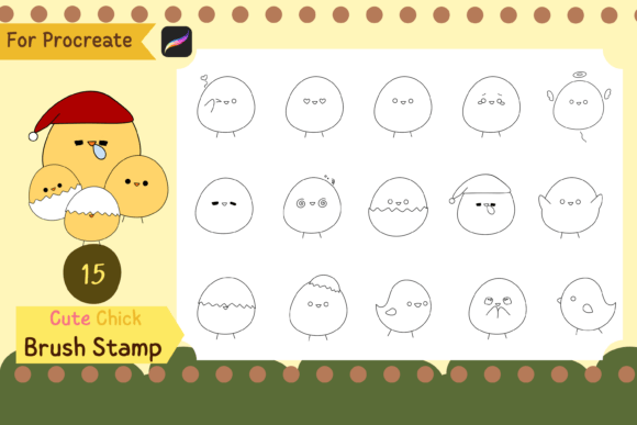 Procreate Brush Stamp Cute Chick: Creative Doodle Tools