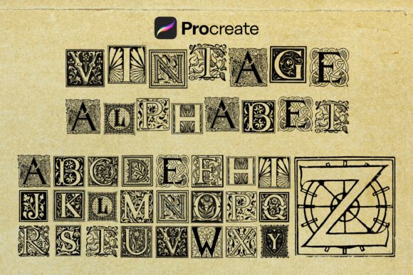 Procreate Vintage Alphabet Brush Set Guide