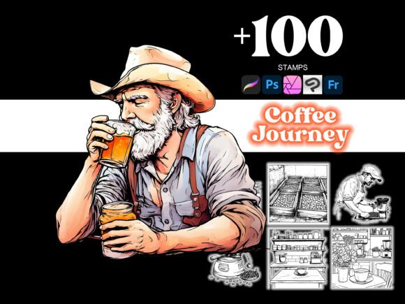 Transform Your Artwork with the 100 Coffee Journey Procreate Collection